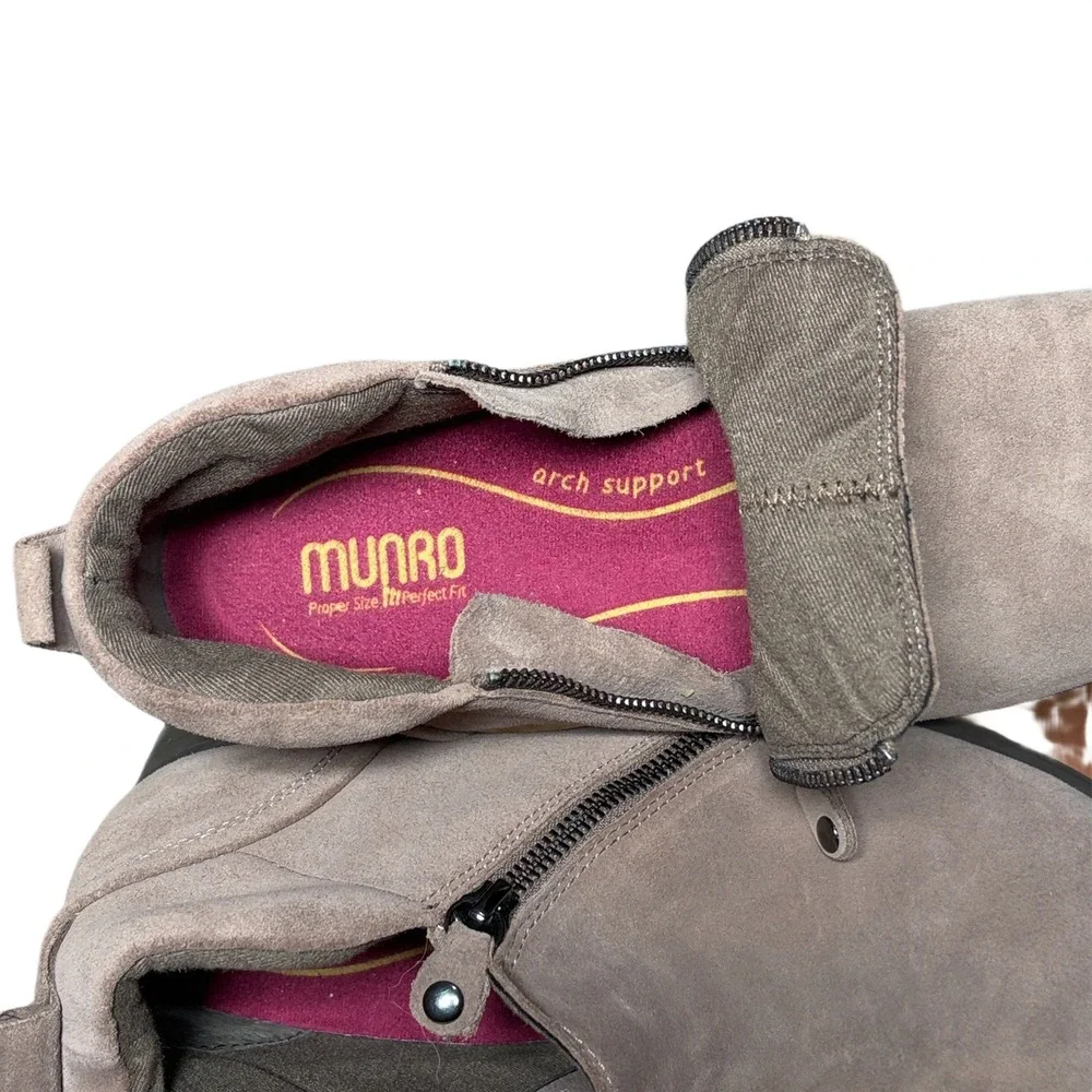 Munro Womens Tan Suede Dual Zip Ankle Boots Block Heel Size‎ 9M